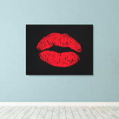 黒地に赤いキスする唇 キャンバスプリント (インサイチュ (ウッドフロア))