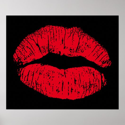黒地に赤いキスする唇 ポスター (正面)