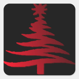 黒地に赤いクリスマスツリーのステンシル スクエアシール