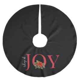 黒地に赤いクリスマスポインセチア TIDINGS OF JOY RED CHRISTMAS POIN ブラッシュドポリエステルツリースカート