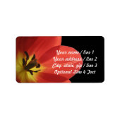 黒地に赤いチューリップ | オーダーメイド返送住所ラベル ラベル (正面)