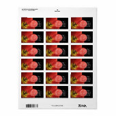 黒地に赤いチューリップ | オーダーメイド返送住所ラベル ラベル (フルシート)