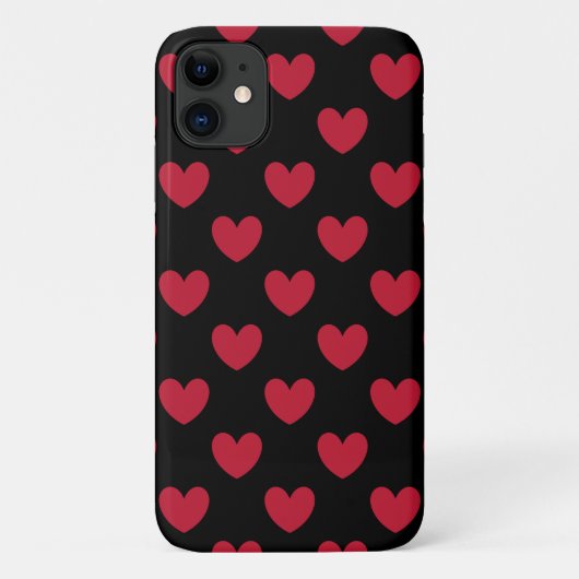 黒地に赤い水玉ハート Case-Mate iPhoneケース (裏面)