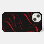 黒地に赤い波線ストローク iPhoneケース (裏面横)
