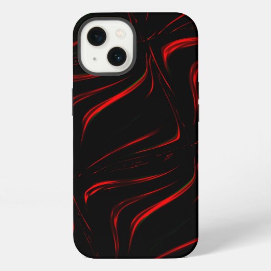 黒地に赤い波線ストローク iPhoneケース (裏面)