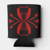 黒地に赤い蝶の万華鏡模様 缶クーラー (裏面)