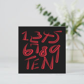 黒地に赤のタイポグラフィ1から10までのデザイン カード (スタンド正面)