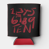 黒地に赤のタイポグラフィ1から10 缶クーラー (正面)