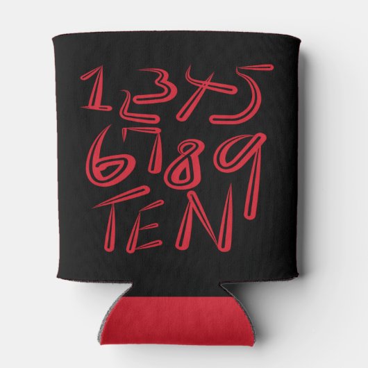 黒地に赤のタイポグラフィ1から10 缶クーラー (裏面)