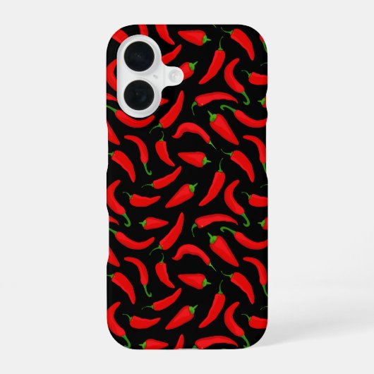 黒地に赤トウガラシ iPhone 16ケース (裏面)