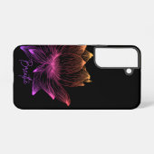 黒地に輝く蓮のネオン虹の花 SAMSUNG GALAXYケース (裏面横)