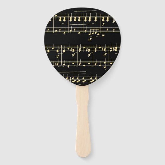 黒地に輝く金の音楽 ハンドファン (正面)