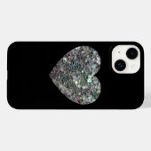 黒地に輝く銀色のモザイクハート Case-Mate iPhoneケース (裏面 (横))