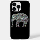 黒地に輝く銀色のモザイク象 Case-Mate iPhoneケース (裏面)