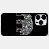 黒地に輝く銀色のモザイク象 Case-Mate iPhoneケース (裏面 (横))