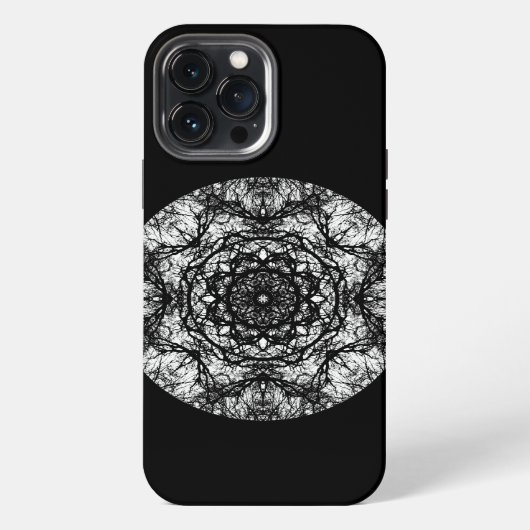 黒地に配置されたファンシーな円形デザイン iPhoneケース (裏面)