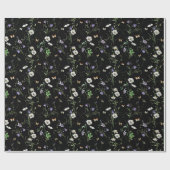 黒地に野の花と蝶 ラッピングペーパー (フラット)