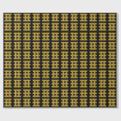 黒地に金のワイヤードゴールデンコードスクエア柄 ラッピングペーパー (フラット)