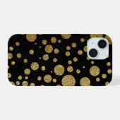 黒地に金の円 iPhone 15ケース (裏面横)