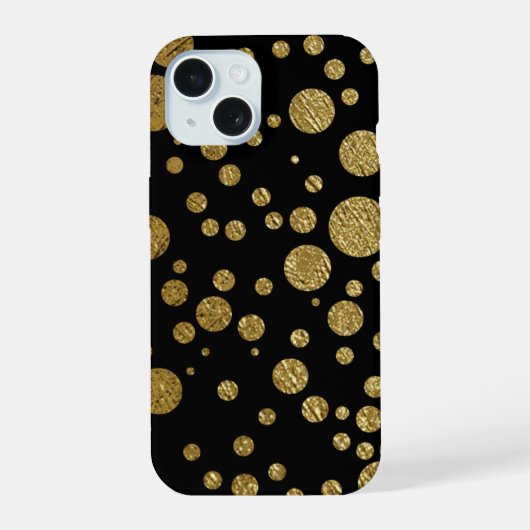 黒地に金の円 iPhone 15ケース (裏面)