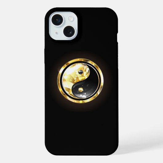 黒地に金の陰陽マーク iPhoneケース (裏面)
