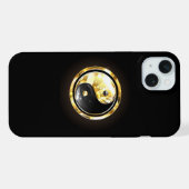 黒地に金の陰陽マーク iPhoneケース (裏面横)