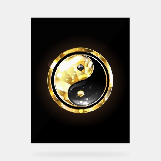 黒地に金の陰陽 アクリルサイン (正面)