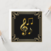 黒地に金の音楽アイコン カード (正面/裏面インサイチュ)