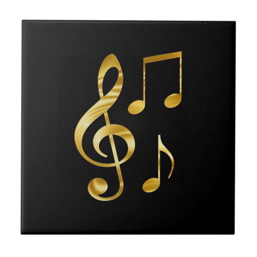 黒地に金の音楽アイコン タイル (正面)