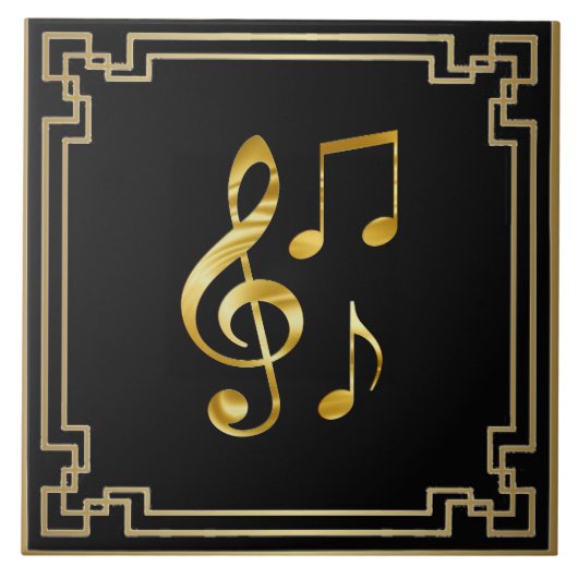 黒地に金の音楽アイコン タイル (正面)