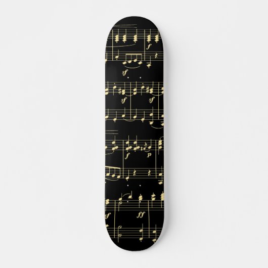 黒地に金の音楽 スケートボード (正面)