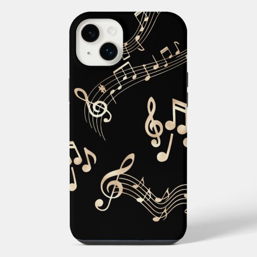 黒地に金の音符 iPhoneケース (裏面)