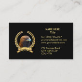 黒地に金の鷲と月桂樹の花輪 名刺 (正面)