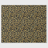 黒地に金ラメハート ラッピングペーパー (フラット)