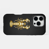 黒地に金色の多角形ロブスター・ザリガニ iPhoneケース (裏面横)