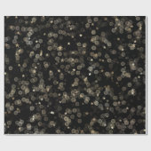 黒地に金色の星とドット ラッピングペーパー (フラット)