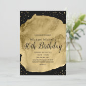 黒地に金色の水彩筆跡 招待状 (スタンド正面)