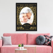 黒地に金色の渦巻き 50周年結婚記念日 キャンバスプリント (インサイチュ (リビング))