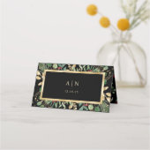 黒地に金色の緑 |クリスマス結婚の プレイスカード (裏面)