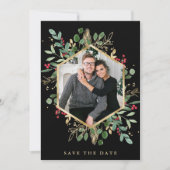 黒地に金色の緑 |幾何学的な写真の休日 セーブザデート (正面)