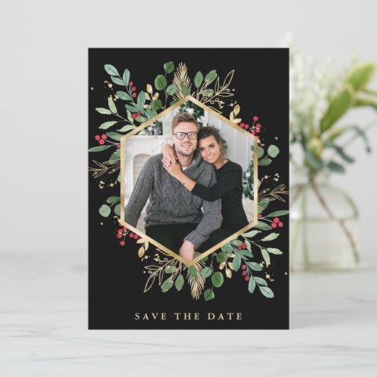 黒地に金色の緑 |幾何学的な写真の休日 セーブザデート (スタンド正面)