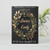 黒地に金色の緑 |結婚式の招待状 シーズンカード (スタンド正面)