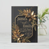 黒地に金色の緑 |結婚式の招待状 シーズンカード (スタンド正面)