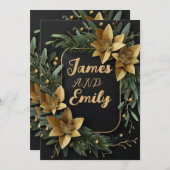 黒地に金色の緑 |結婚式の招待状 招待状 (正面/裏面)