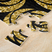 黒地に金色の花 ジグソーパズル (側面)