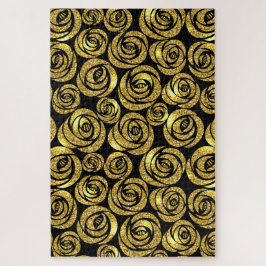 黒地に金色の花 ジグソーパズル