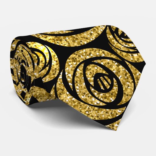 黒地に金色の花 ネクタイ (ロール)