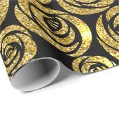 黒地に金色の花 ラッピングペーパー (ロールコーナー)