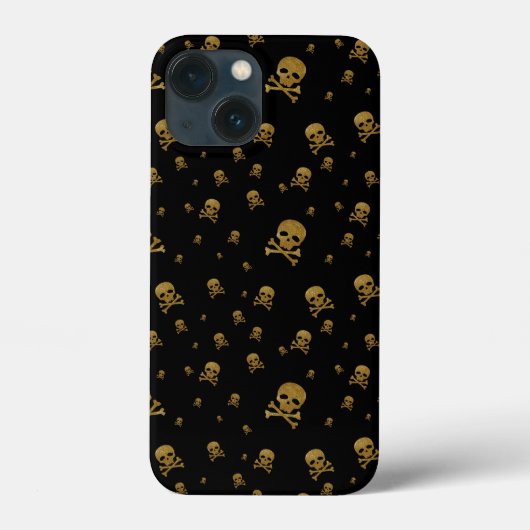 黒地に金色の輝きの海賊のドクロ Case-Mate iPhoneケース (裏面)