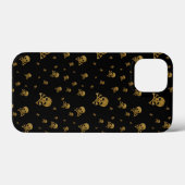 黒地に金色の輝きの海賊のドクロ Case-Mate iPhoneケース (裏面 (横))